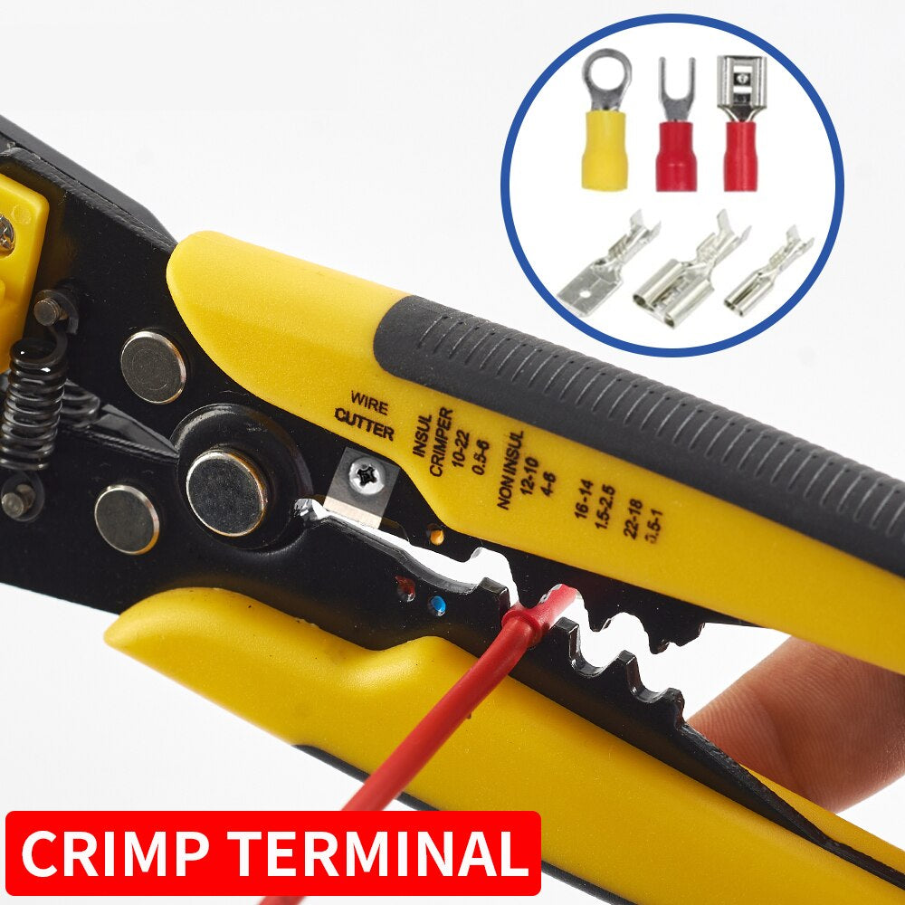 Crimper Cable Cutter Adjustable Automatic Wire Stripper Multifunctional Stripping Crimping Pliers Terminal Hand Tool