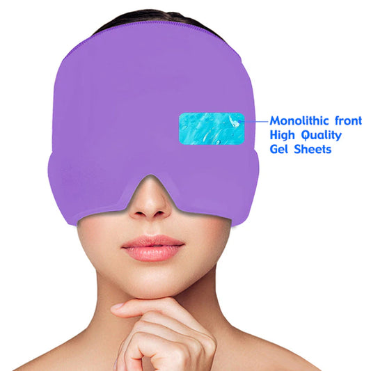 Migraine Relief Hathead Massager Gel Hot Cold Therapy Headache Migraine Relief Cap for Chemo,Sinus,Neck Wearable Therapy Wrap