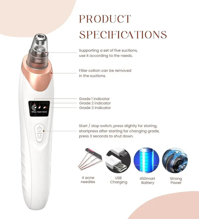 2024 Newest Blackhead Remover Pore Vacuum,Usb Rechargeable Blackhead Extractor