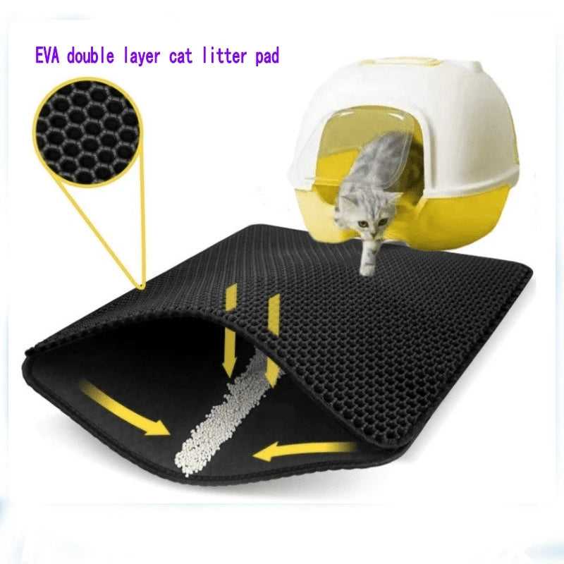 Cat Litter Mat Double Layer Pet Litter Box Waterproof Pet Mat Non-Slip Sand Cat Pad Washable Bed Mat Clean Pad Products
